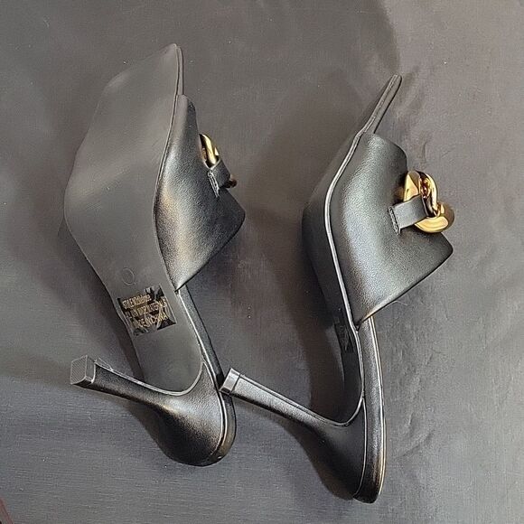 BRAND NEW SHOELAND SQUARE TOE SLIP-ON FOOT OPEN TOE GOLD CHAIN LINKING S… - Picture 11 of 15